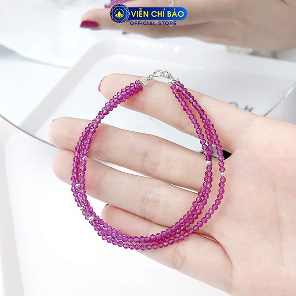 Lắc tay bạc nữ chuỗi Pha Lê trơn nhiều màu chốt bạc 925 thời trang phụ kiện trang sức nữ Viễn Chí Bảo L400643