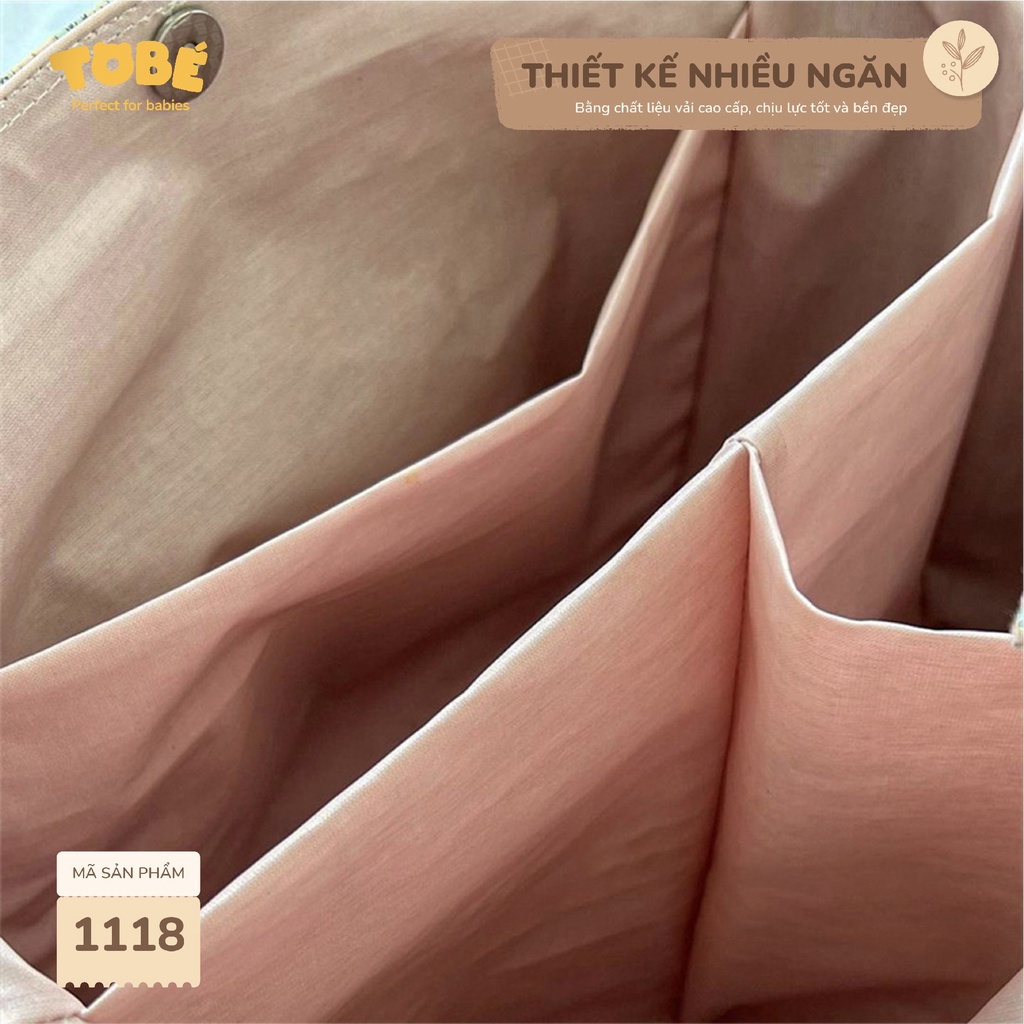 Túi xách bỉm sữa cho Mẹ và Bé TOBE họa tiết vintage siêu xinh, nhiều ngăn đa năng phong cách Hàn Quốc siêu tiện dụng