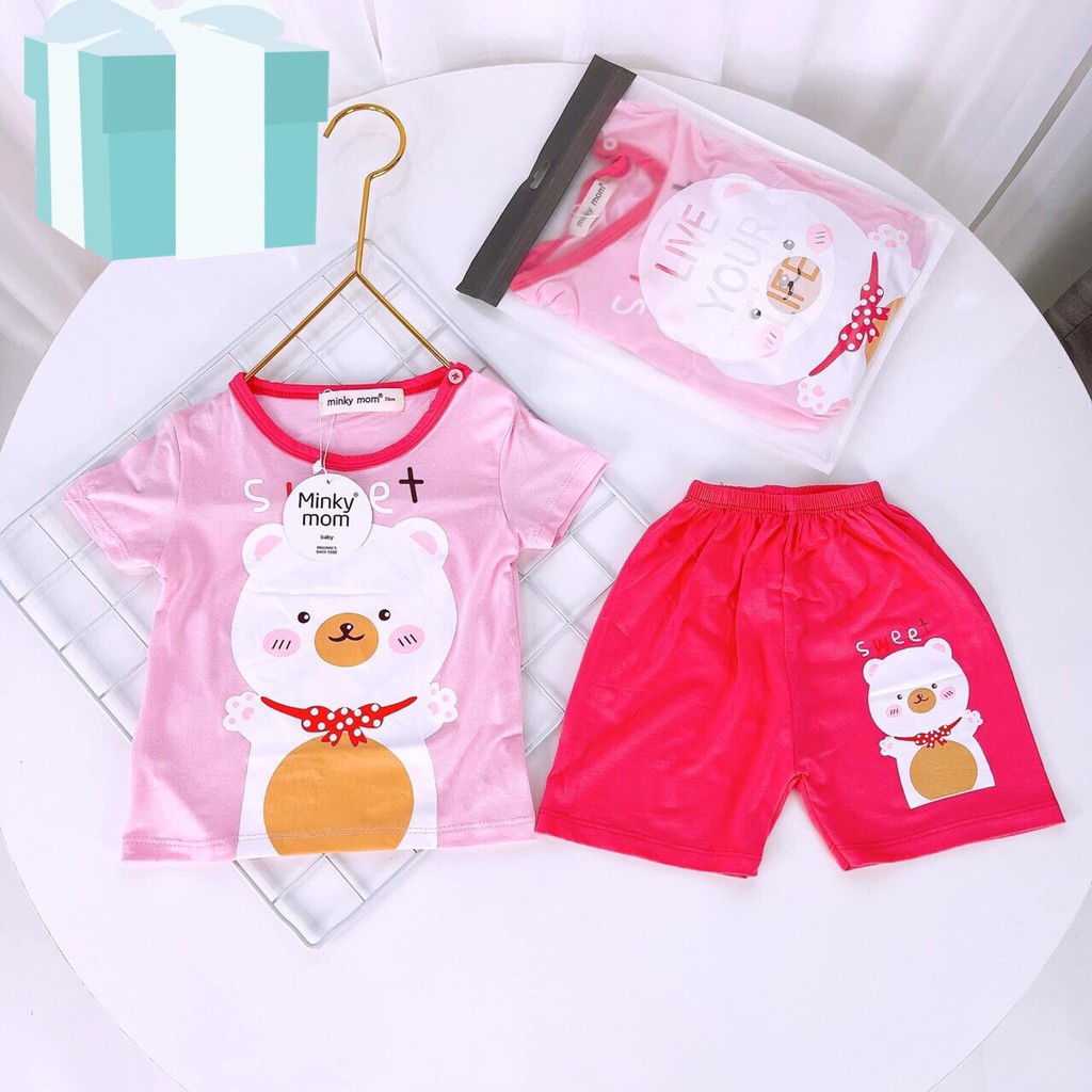 [RẺ VÔ ĐỊCH] Bộ cộc tay raglan quần đùi họa tiết trẻ em chất thun lạnh Minky Mom