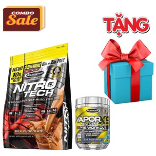 COMBO TĂNG CƠ TĂNG SỨC MẠNH Whey Protein Nitro Tech 10lbs + Pre Workout Vapor X5