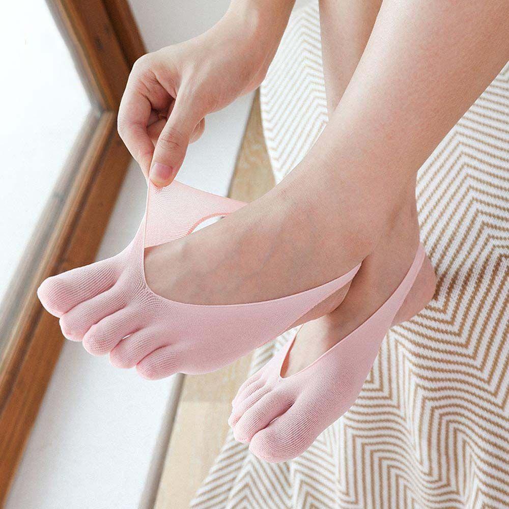 Vớ Xỏ Năm Ngón Chống Trượt Bằng Lụa Thủy Tinh Mỏng Trong Suốt Gợi Cảm