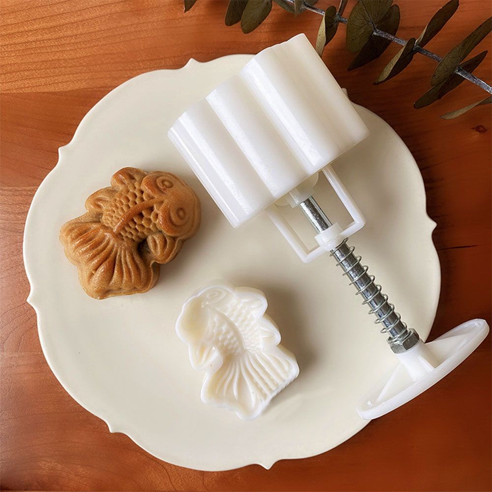 Bộ khuôn nhấn cắt bánh trung thu bánh quy DIY thủ công 3D thiết kế hình con cá sáng tạo đáng yêu trang trí lễ trung thu