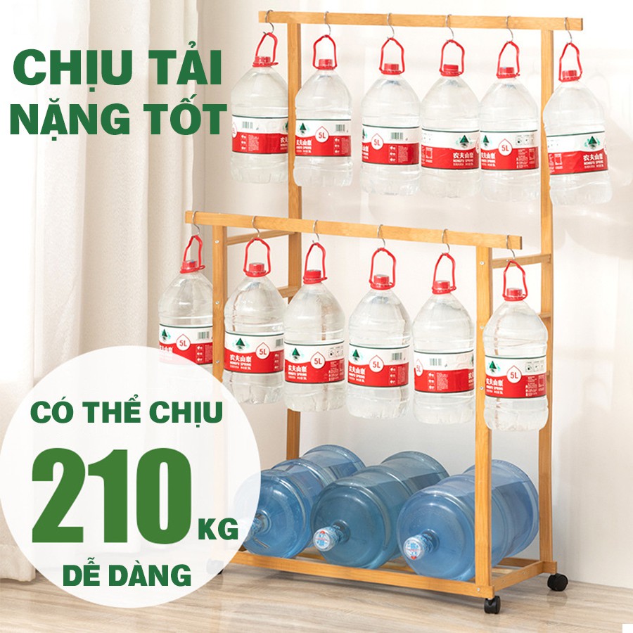 Giá kệ treo quần áo thông minh VANGO V21 gỗ tre tự nhiên cao cấp, có chỗ để giày dép tiện lợi, sơn phủ bóng sang trọng