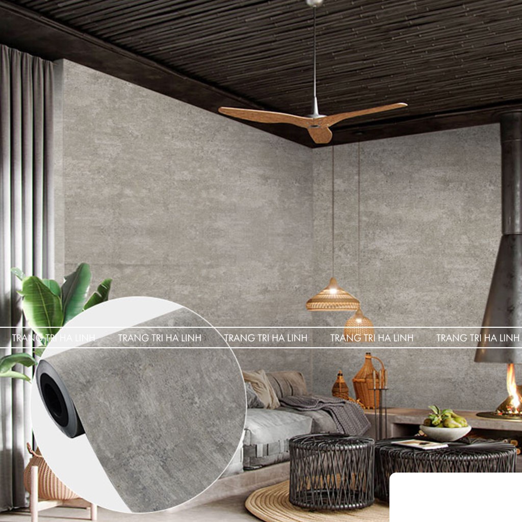 Giấy dán tường màu xi măng bê tông xám đẹp giá rẻ