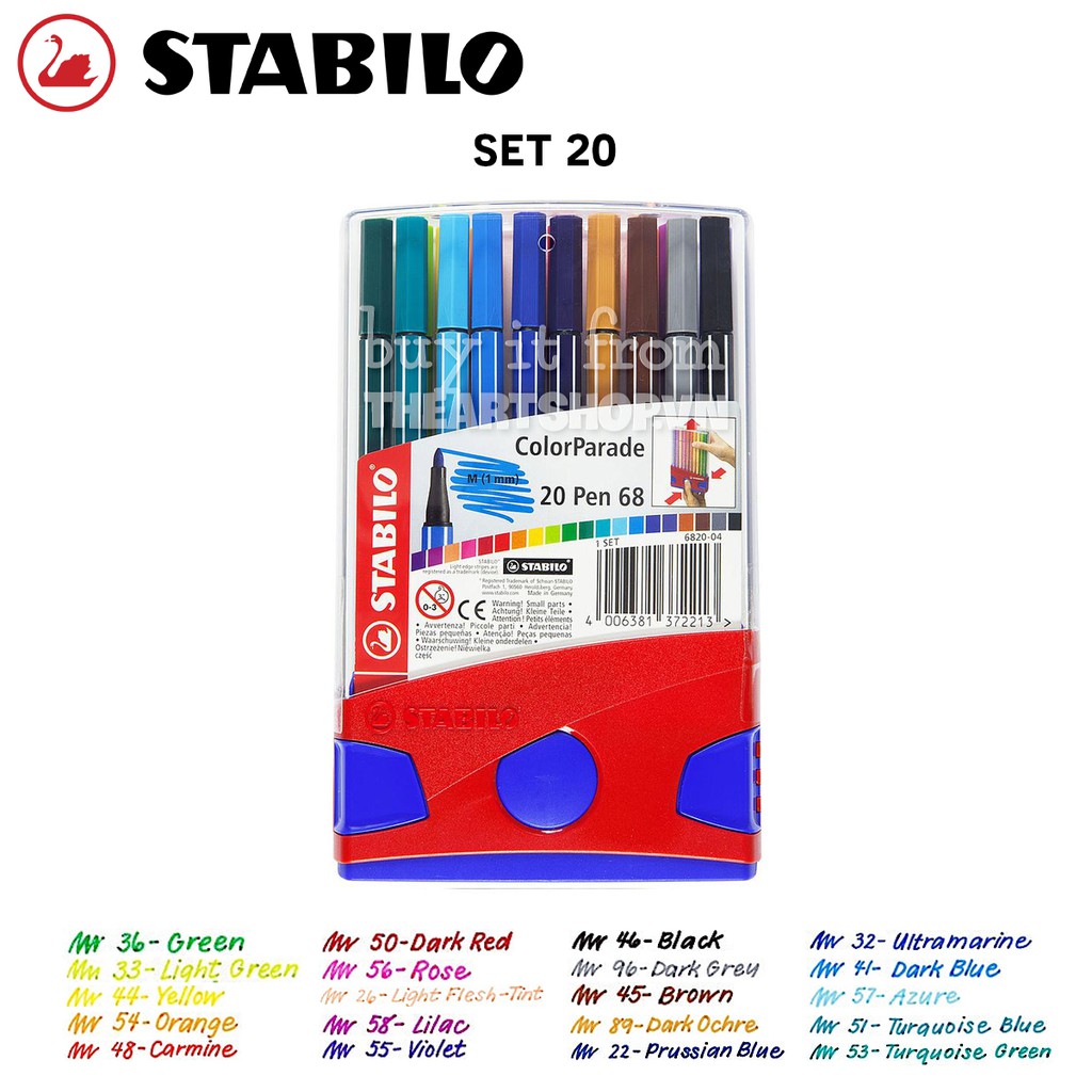 THEARTSHOP Bộ bút marker STABILO Pen 68 Marker Set 10/20/30/40 colours