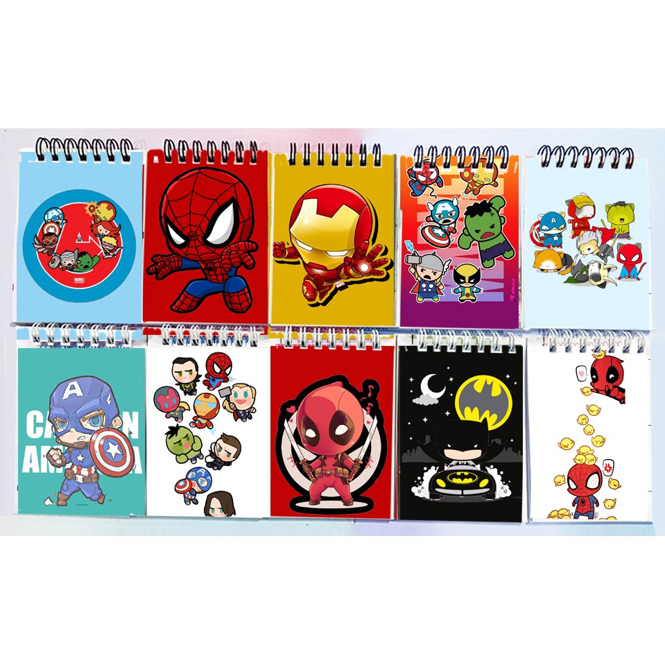 Sổ lò xo mini siêu anh hùng LXD19 A7 100 trang sổ note dễ thương