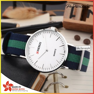 Đồng hồ nam nữ CHENXI sọc 3 màu xanh dương trắng đỏ