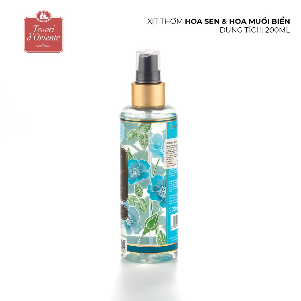 [Mã SGTTC30K giảm 30K] Xịt thơm dưỡng ẩm cơ thể (Body mist) Tesori d'Oriente Hoa sen và hoa muối biển 200ml