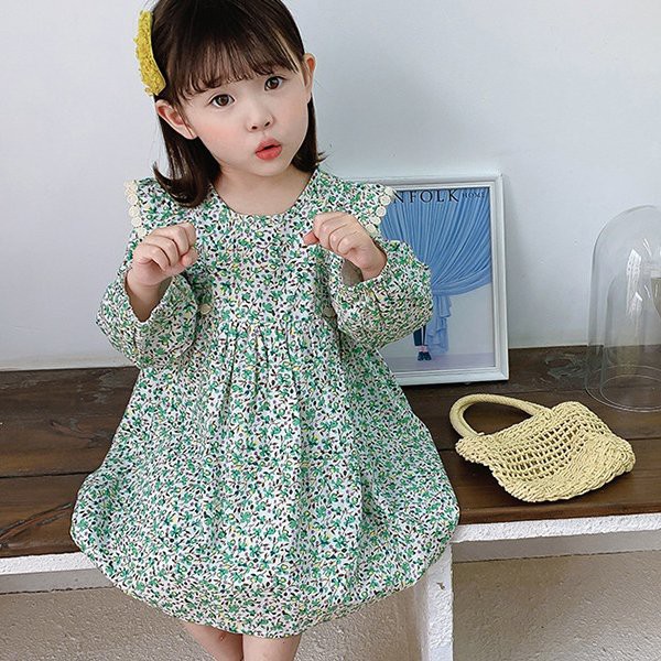 Váy Thu Đông Cho Bé - Váy Baby Boll Phối Ren Hoa Nhí