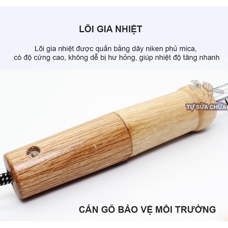 Mỏ hàn nhiệt cán gỗ cao cấp loại 220V công suất 150W cho thời gian nóng cực nhanh