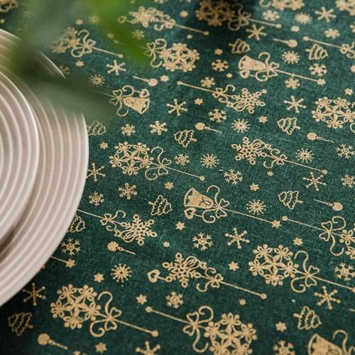 🎄Christmas Khăn trải bàn cotton lanh màu xanh lá cây/ đỏ/ be họa tiết Giáng Sinh phong cách Mỹ 2024 dành cho nhà cửa