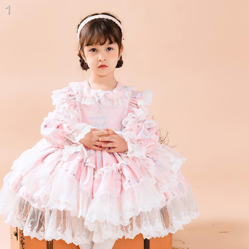 quần bò bé gái✈♧✆2021 vào mùa xuân mới cô gái Lolita mặc váy tutu công chúa trẻ em vừa và nhỏ Tây Ban Nha