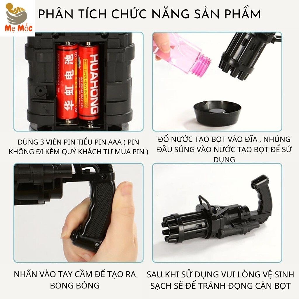 Súng Phun Bong Bóng Với 8 Lòng Siêu Mạnh Cho Bé Vui Chơi Giải Trí,Tư Duy Sáng Tạo  - Shop Mẹ Mốc ,SPB