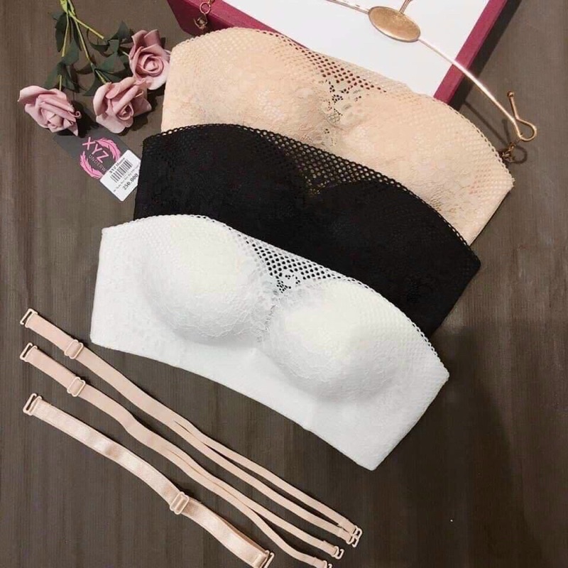 Áo Ngực Quây Đệm Dày Chống Trược – Áo Lót Ren Nữ Không Gọng Nâng Ngực Kiểu Dáng Không Dây Ms200