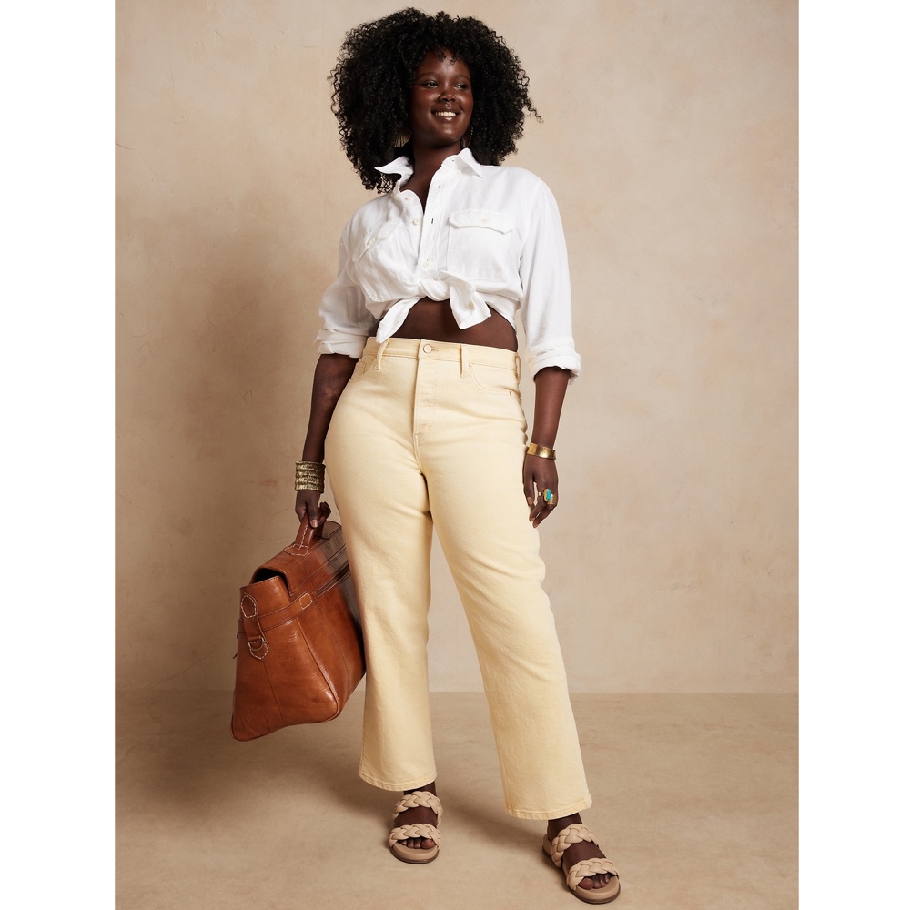 Quần jeans nữ Banana Republic High Rise Straight Ankle Jean - California Poppy