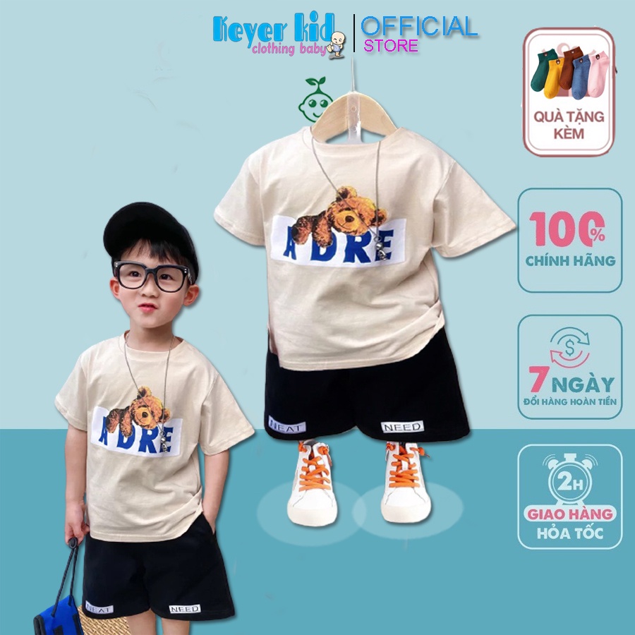 Sét Bộ Đồ Bé Trai Hình Gấu Siêu Đẹp, 100% Cotton 4C Size Nhí, Mã Xuất MA001  KEYER KID VN