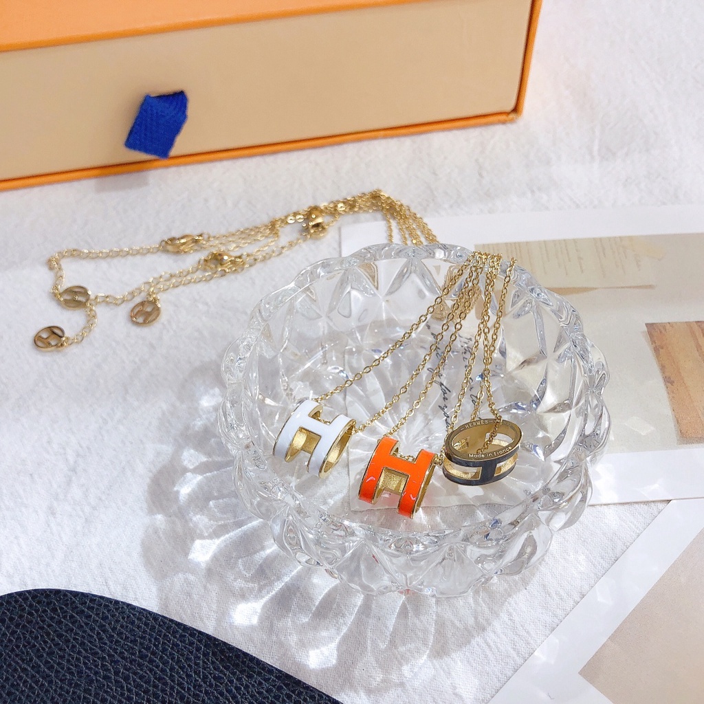 Vòng Cổ Thép Titan Mặt Hình Chữ H Thời Trang Cá Tính