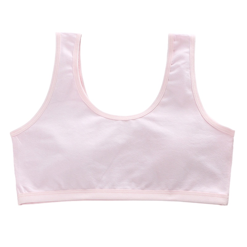 Wi Teenage Young Áo Ngực Cotton Dây Bản Rộng Màu Kẹo Trơn Không Đệm Lót Tập Luyện Cho Nữ Tuổi Teen