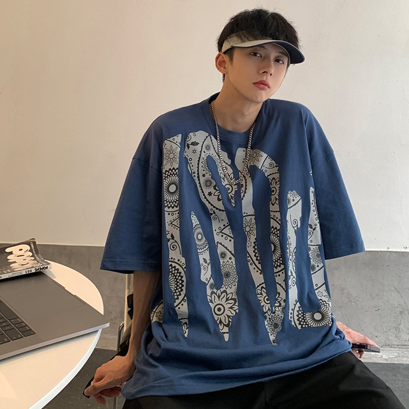 ♞AFF LIGA♞ áo nam Tay Ngắn Oversize Phong Cách Hip Hop Năng Động