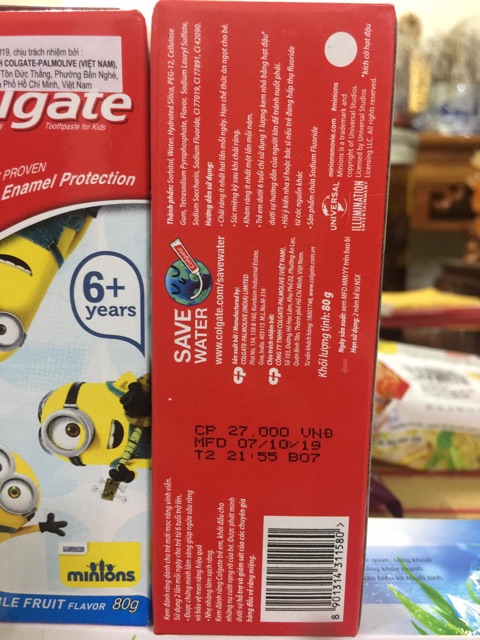 KEM ĐÁNH RĂNG COLGATE NGỪA SÂU RĂNG TRẺ EM MINIONS 80g