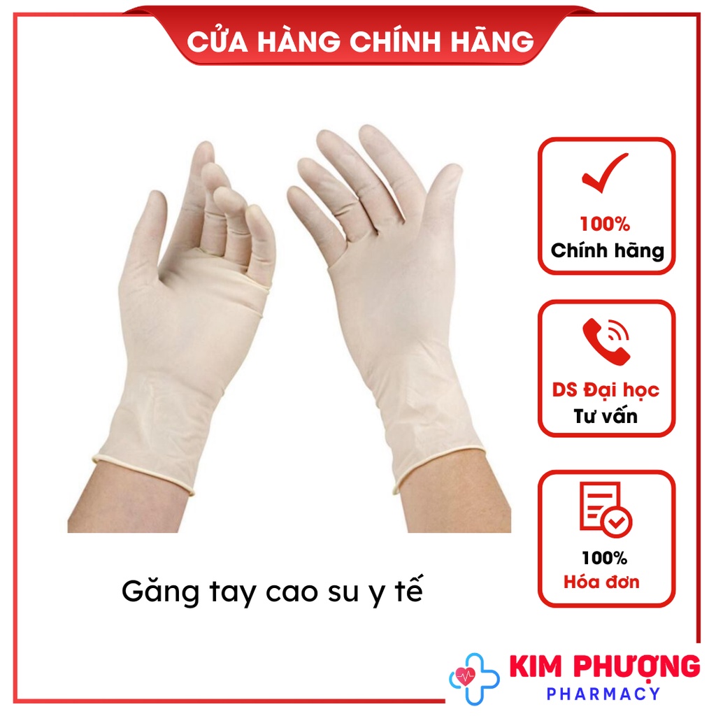 1 Đôi Găng Tay Cao Su Y Tế Màu Trắng Có Bột co dãn, bền size S, M tiệt trùng