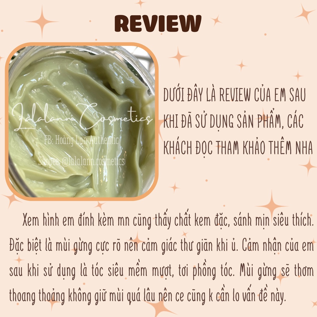 Kem ủ tóc gừng kích thích mọc tóc Massage da đầu thư giãn chuẩn Spa