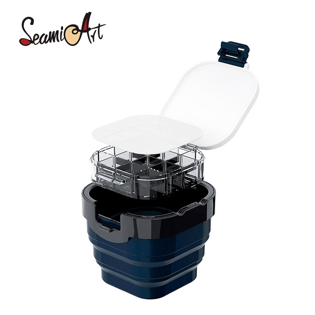 Hộp Sơn Dạng Xô Đựng SeamiArt Đa Năng Gập Gọn Cao Cấp Có Bảng Màu &amp; Ngăn Đựng