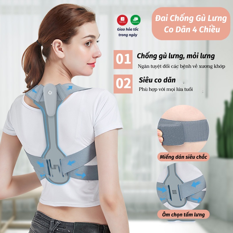 Đai Chống Gù Lưng Đai Chống Gù Lưng Nam Nữ Co Dãn 4 Chiều Cao Cấp SUN.Z