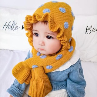 Combo khăn mũ cho bé yêu, set khăn len + mũ len ấm áp cực đáng yêu - CUTE