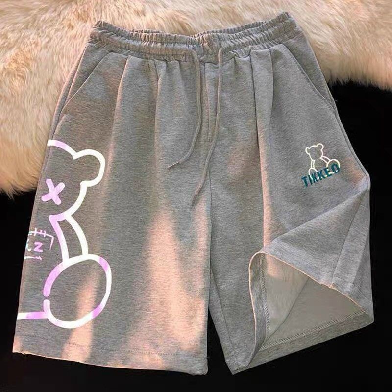 Quần short nam nữ hoạ tiết gấu phản quang chất thun QSHR1 | BigBuy360 - bigbuy360.vn