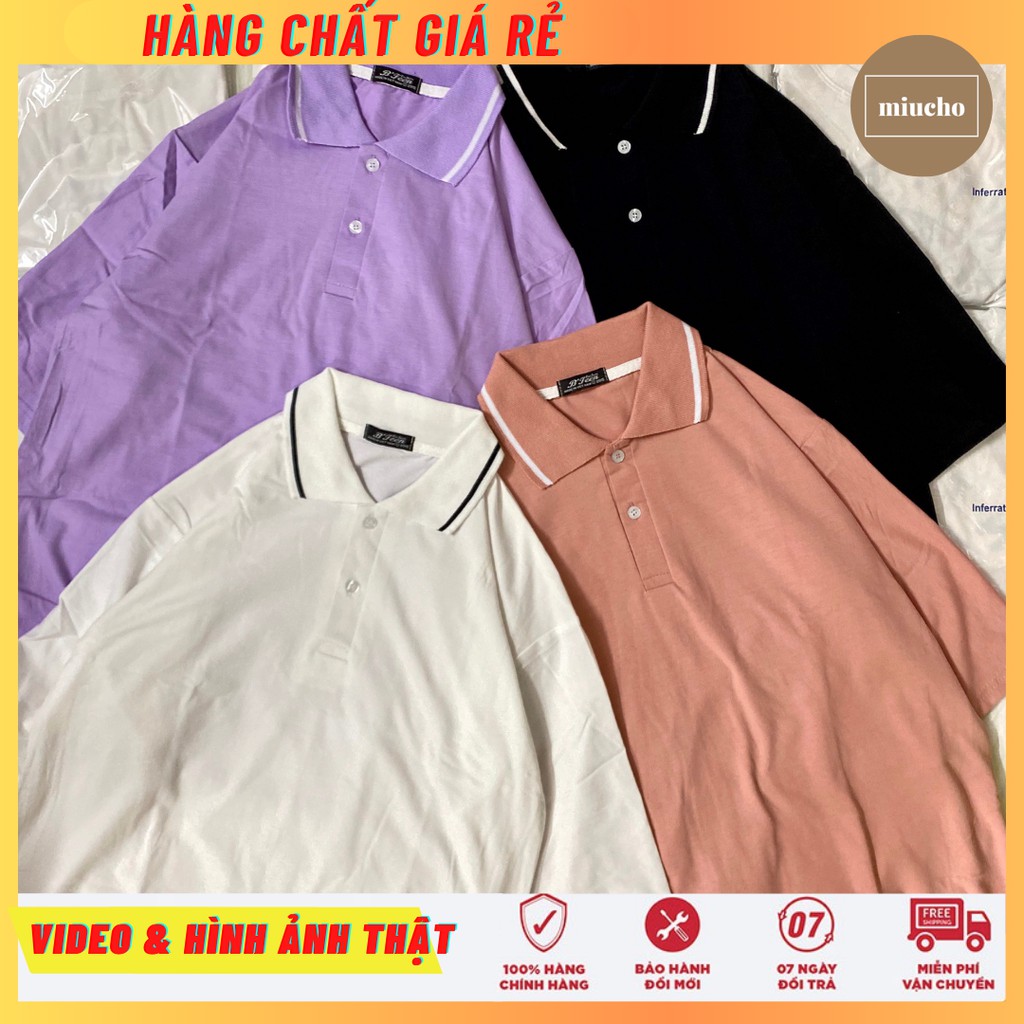 Áo thun polo trơn tay lỡ vải cotton unisex giá sỉ form rộng TT101 Miucho