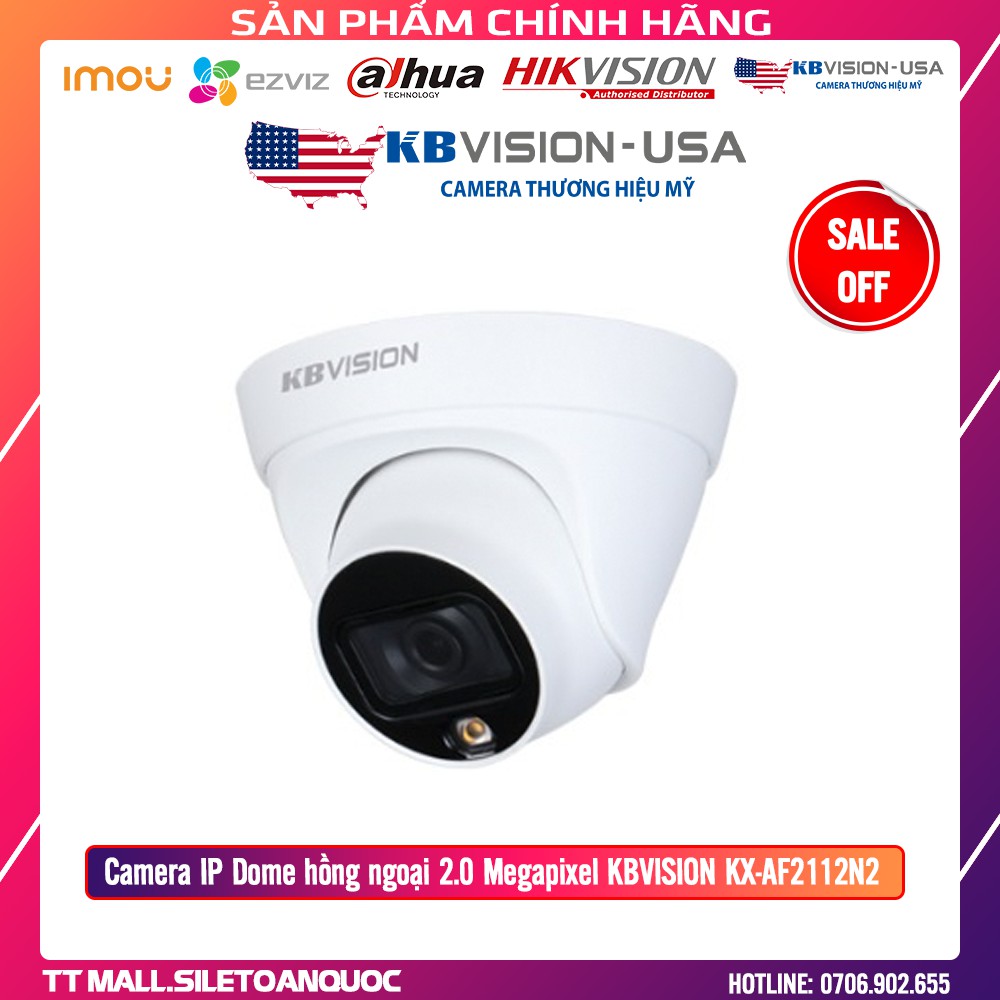 Camera IP Dome hồng ngoại 2.0 Megapixel KBVISION KX-AF2112N2