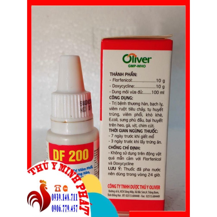 DF 200 lọ 10ml viêm phổi, thương hàn, tiêu chảy, sưng phù đầu