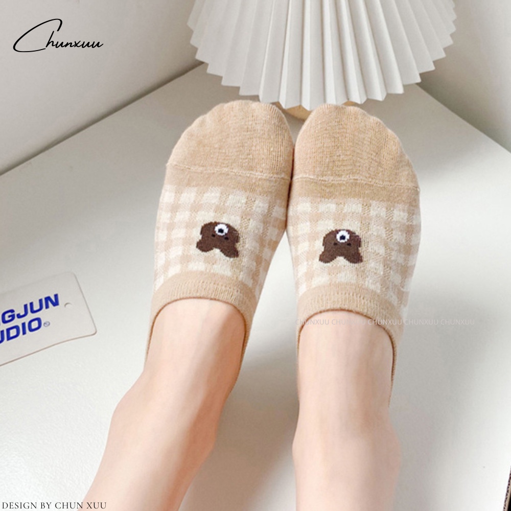 Tất cổ ngắn nữ đi giày, hài, họa tiết gấu nâu đáng yêu ChunXuu T07