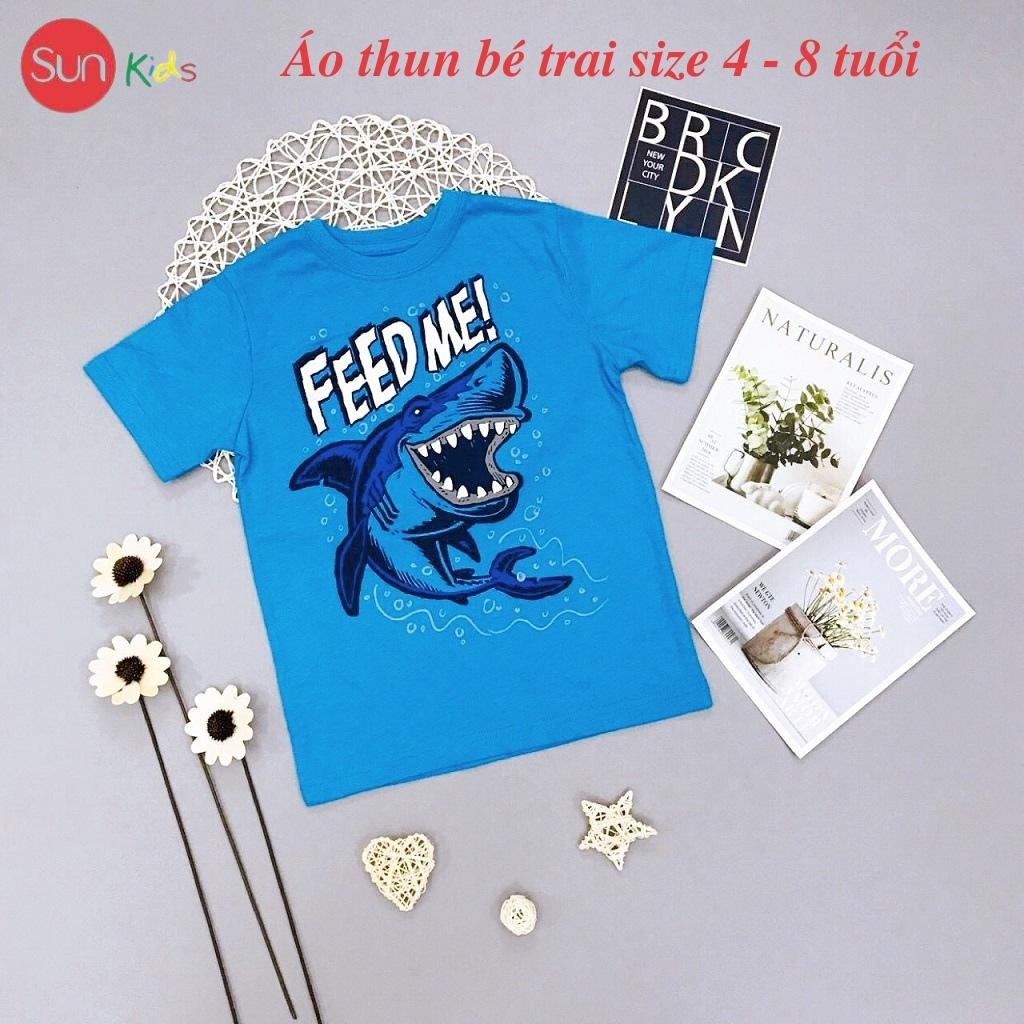 Áo thun bé trai, áo phông cho bé trai chất cotton nhiều màu, size 4-8 tuổi - SUNKIDS