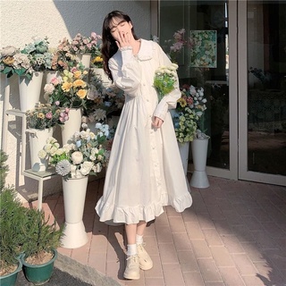 (Hàng Có Sẵn)váy trắng dài Đầm Trắng Dáng Dài Cổ Búp Bê Phong Cách Nhật Bản Thời Trang Mùa Hè Mới Cho Nữ váy babydoll