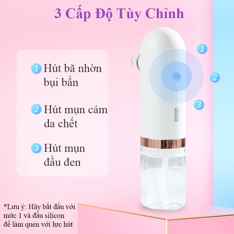 Máy hút mụn đầu đen cầm tay cám mini bằng nước làm sạch lỗ chân lông 4 Đầu Hút