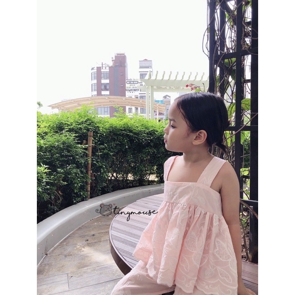 Tiny Mouse - bộ thô thêu cho bé gái màu hồng xinh xắn