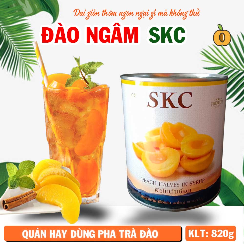 Đào ngâm SKC Thái Lan  820 gram  - Đào Siêu Giòn, ăn ngay thumbnail
