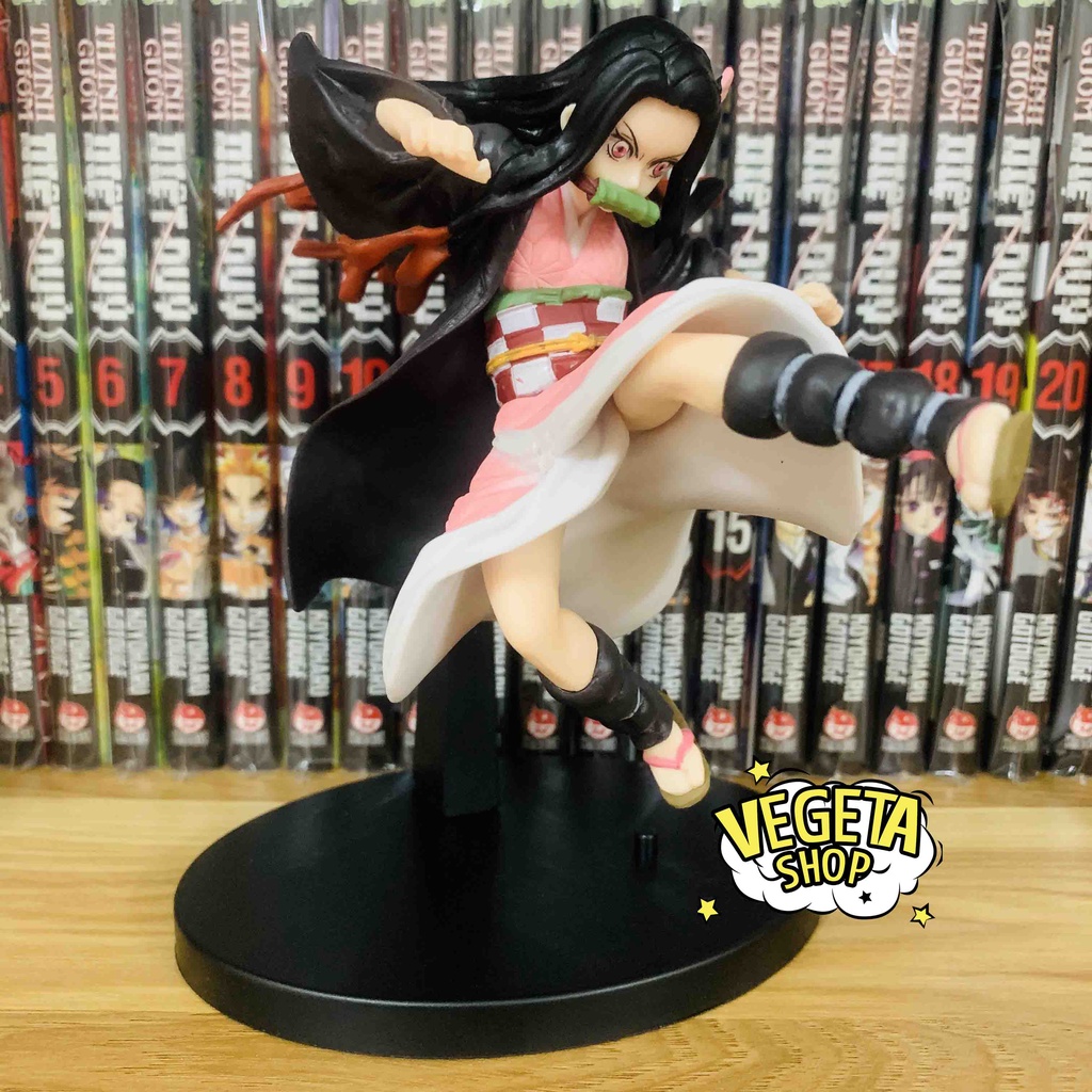 Mô hình Kimetsu No Yaiba - Mô hình thanh gươm diệt quỷ - Kamado Nezuko tư thế đá chân chiến đấu - Nezuko - Cao 17cm