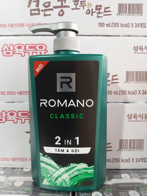 Dầu gội, tắm gội 2in1 Romano 650ml