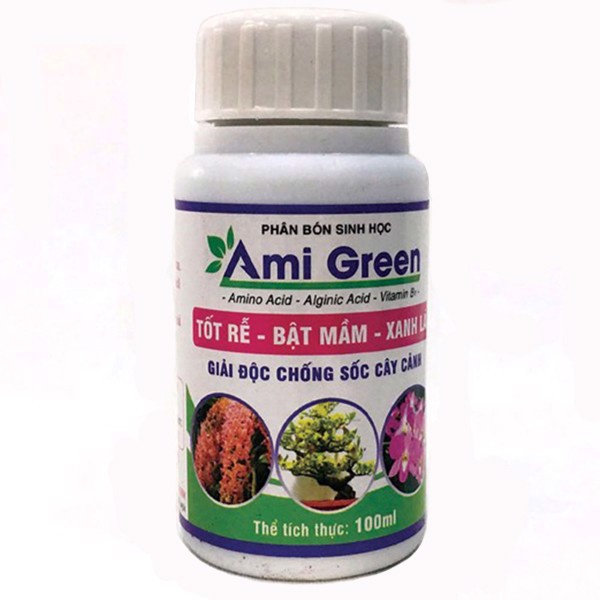 ( SIÊU HOT ) Phân bón sinh học Ami green - chai 100ml kích rễ, giải độc hữu cơ cho cây