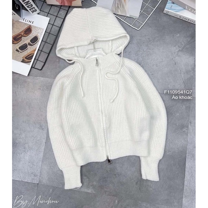 Áo khoác len có nón kéo khóa hàng QC!