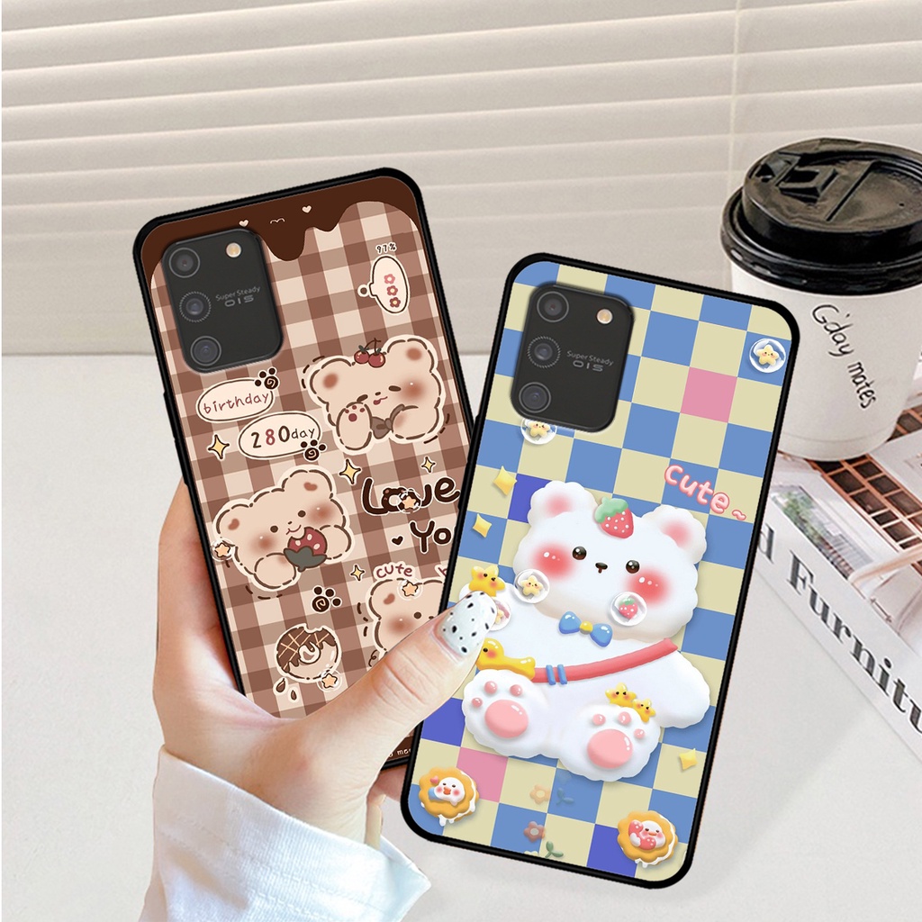 Ốp lưng Samsung S10 Lite in hình caro gấu thỏ dễ thương