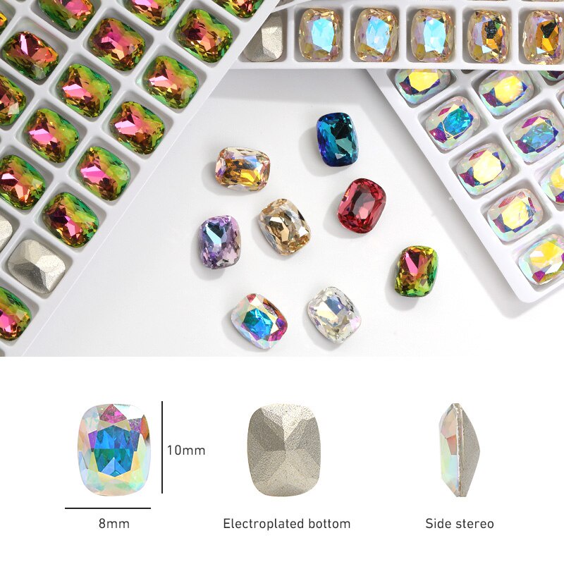 Set 10 Phụ Kiện Đá Đính Trang Trí Móng Tay Mũi Nhọn Lấp Lánh