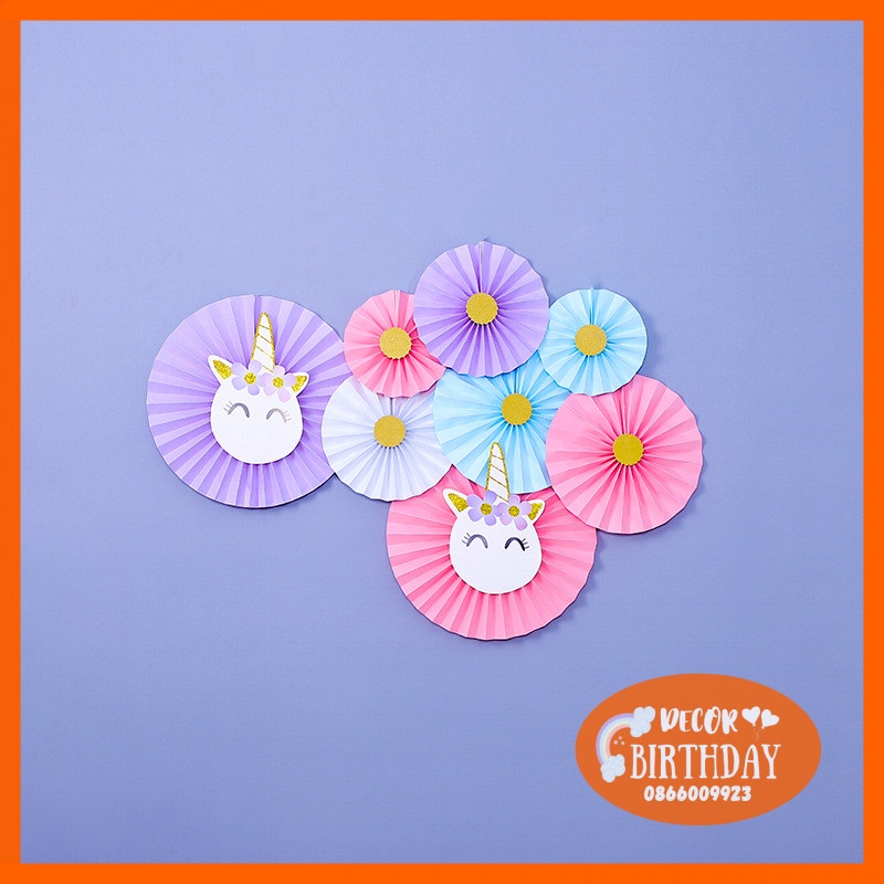 Bộ Quạt Giấy HOT SALE Trang Trí Sinh Nhật, Phòng Cưới, Tiệc Thôi Nôi, Hàng Đẹp Dày Dặn, Nhiều Mẫu