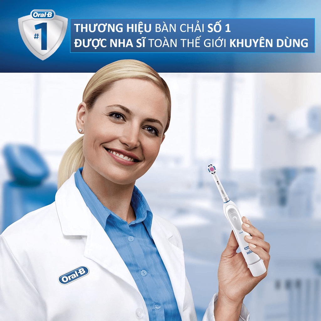Bàn Chải Đánh Răng Pin Oral-B Clinical - Đầu 3DWhite - Bàn Chải Điện Oral B, Dùng pin AA, Hẹn Giờ 2-Phút