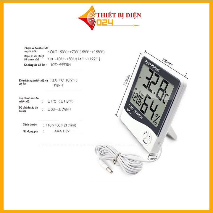 Đồng hồ đo nhiệt độ, đồng hồ đo độ ẩm HTC2 màn hình LCD