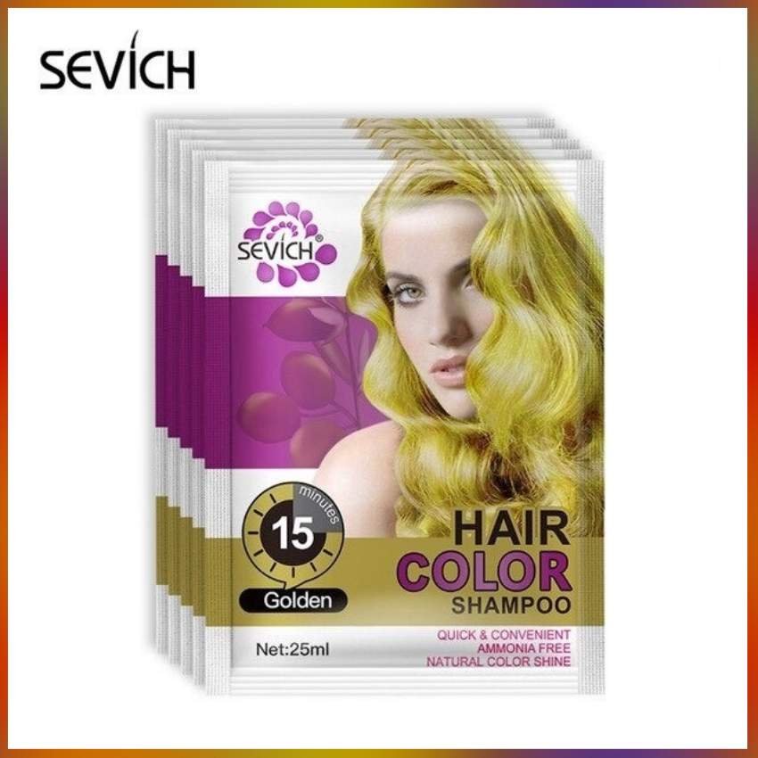 [Hàng Mới Về] Dầu gội nhuộm tóc Sevich 25ml/gói giữ màu lâu và không phai màu Vàng ̣̣̣(Golden)