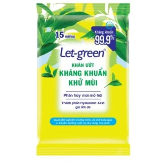 KHĂN ƯỚT KHÁNG KHUẨN-KHỬ MÙI LET-GREEN 15 MIẾNG
